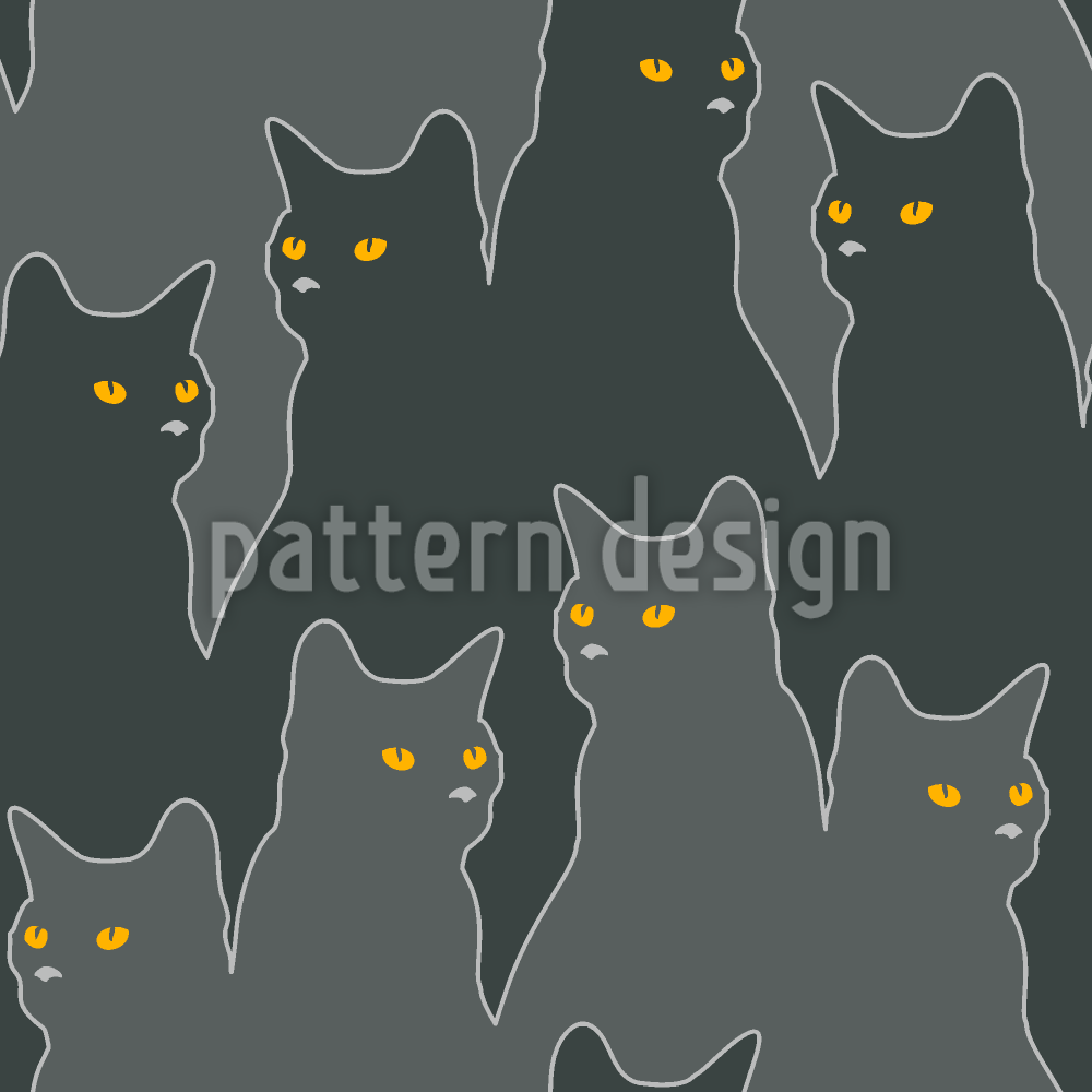 Observando siluetas de gatos Estampado Vectorial Sin Costura