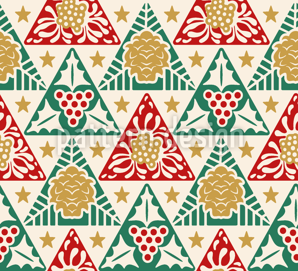 Tri&aacute;ngulos navide&ntilde;os Estampado Vectorial Sin Costura