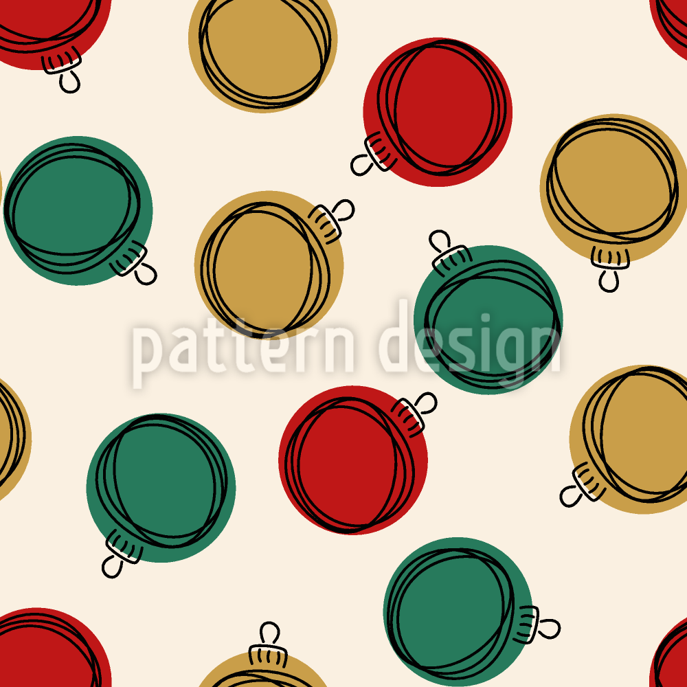 Enfeites de Natal festivos ilustrados Design de padr&atilde;o vetorial sem costura