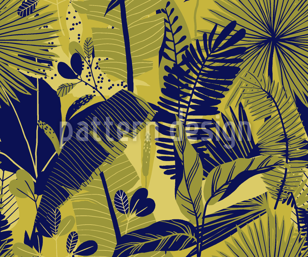Tropical Plant Variation Seamless Vector Pattern Design